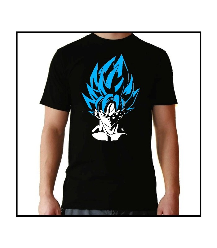 Dragonball Goku pelo azul camiseta negra - Mundo Grial
